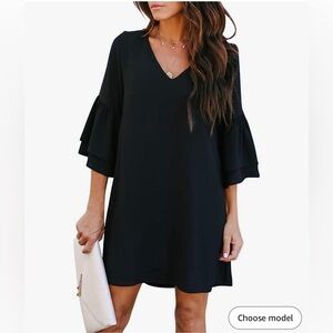 Belongsci Bell Sleeve Shift Mini Dress